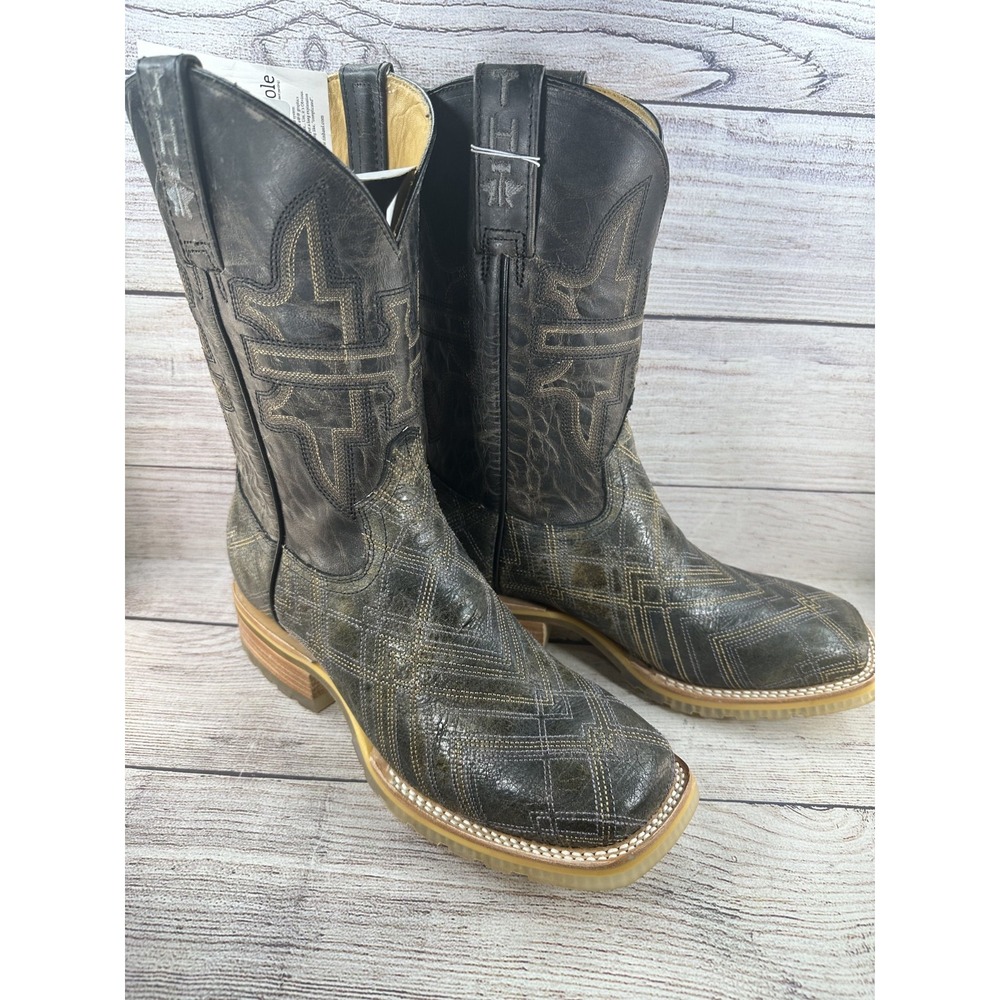 Tin Haul Men's Black Latidudes Team Rodeo Lug Sole Pull On Boots Size 12 D NWB